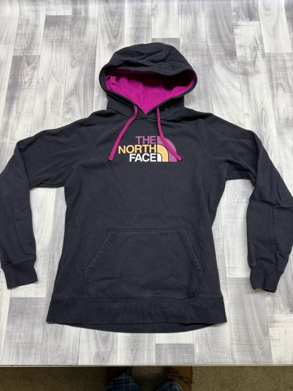 ✅Womens L The North Face Hoodie Black/Pink Pullover Sweatshirt W/Logo